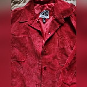 Beautiful Red Suede Leather Jacket